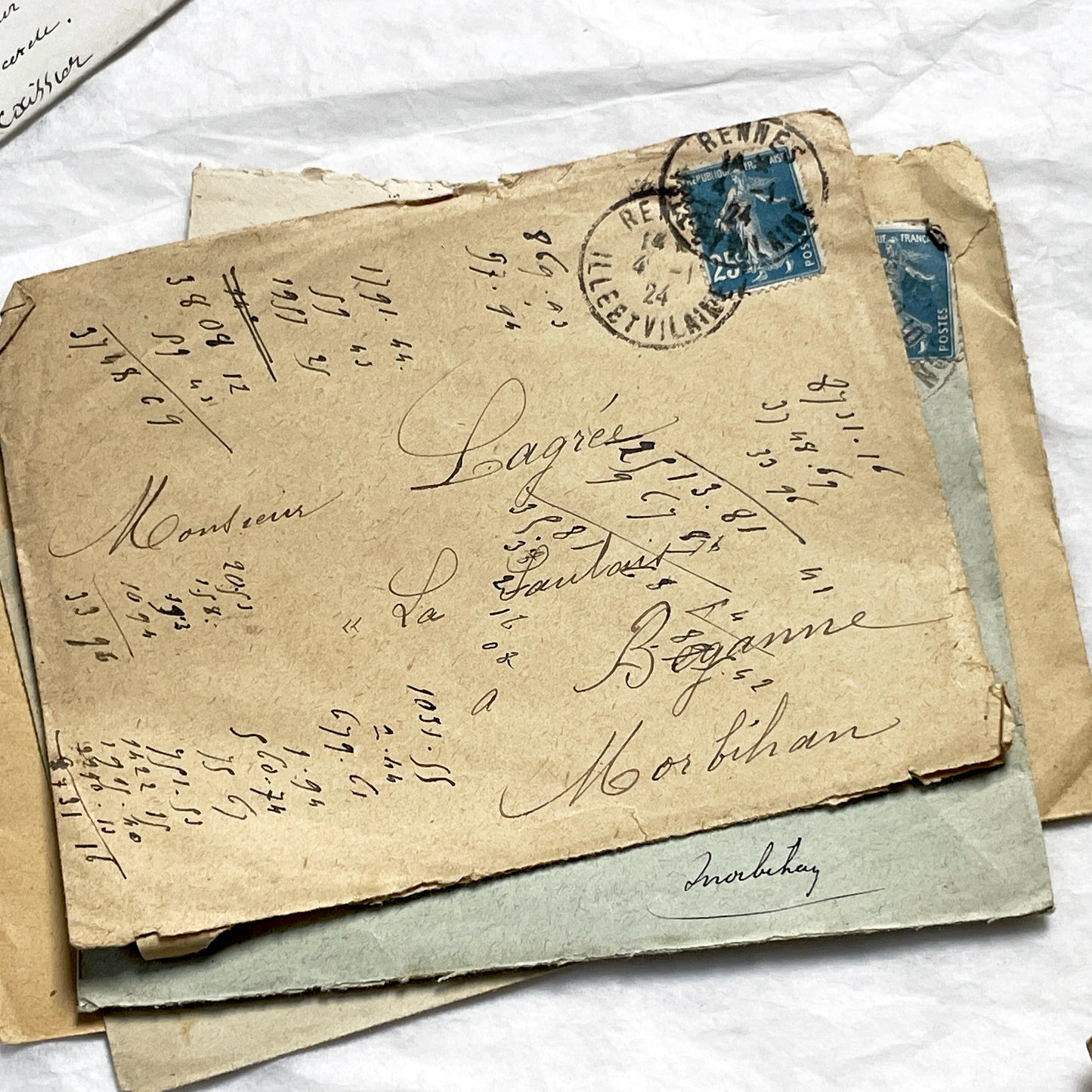 1910s - Lot of 10 Vintage French Envelopes – 1910s/1920s Ephemera for Junk Journals, Collage & Paper Crafts