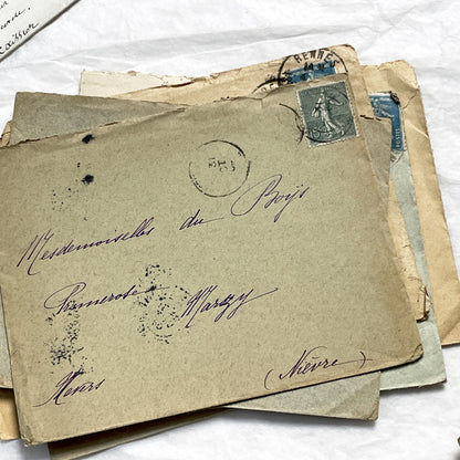 1910s - Lot of 10 Vintage French Envelopes – 1910s/1920s Ephemera for Junk Journals, Collage & Paper Crafts