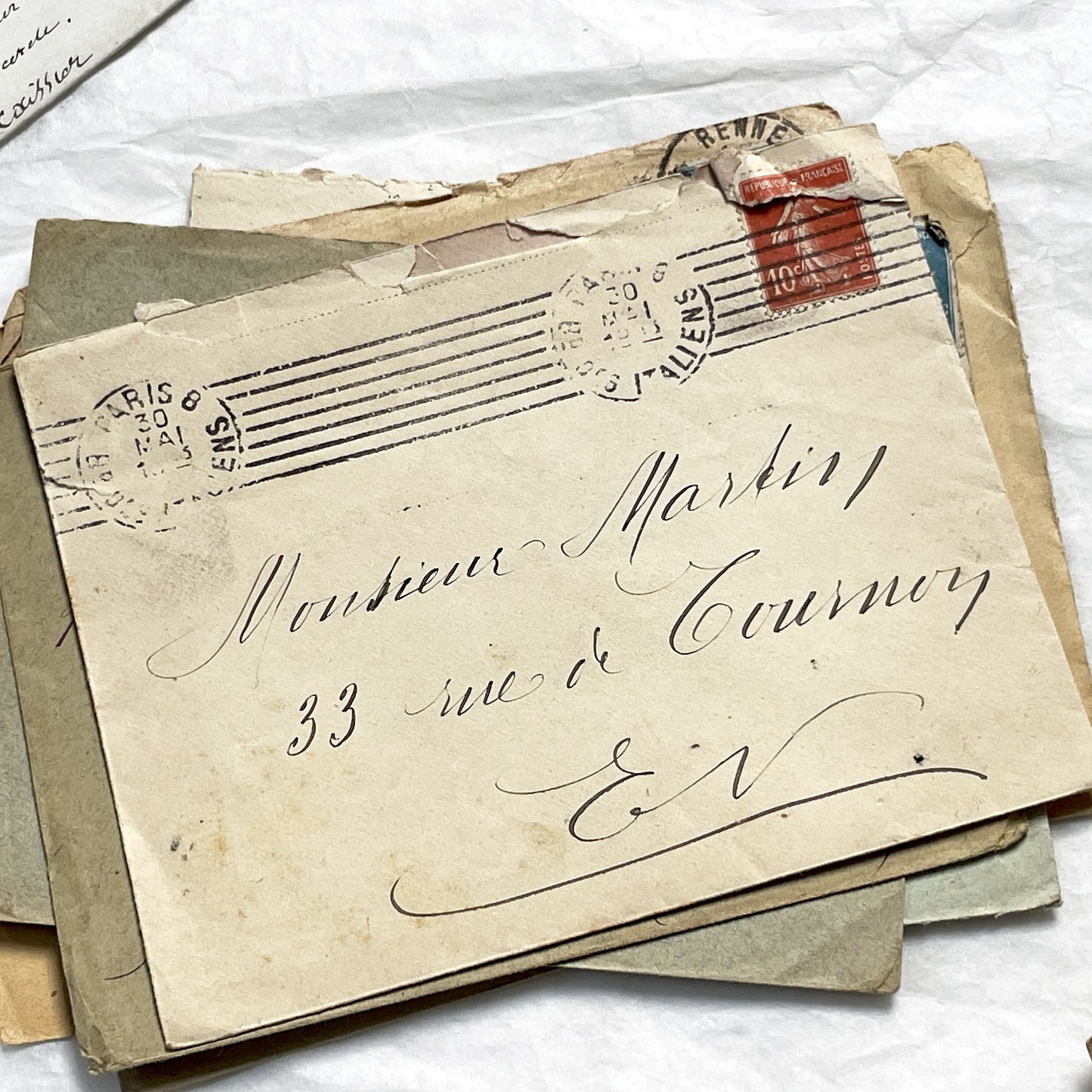 1910s - Lot of 10 Vintage French Envelopes – 1910s/1920s Ephemera for Junk Journals, Collage & Paper Crafts