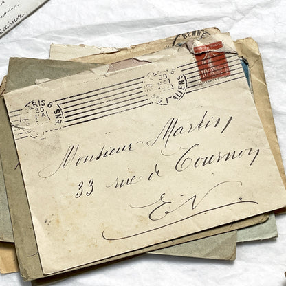 1910s - Lot of 10 Vintage French Envelopes – 1910s/1920s Ephemera for Junk Journals, Collage & Paper Crafts