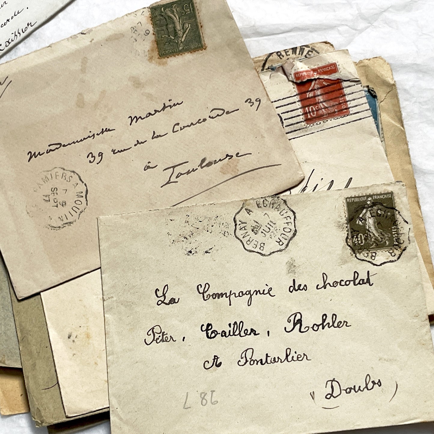 1910s - Lot of 10 Vintage French Envelopes – 1910s/1920s Ephemera for Junk Journals, Collage & Paper Crafts