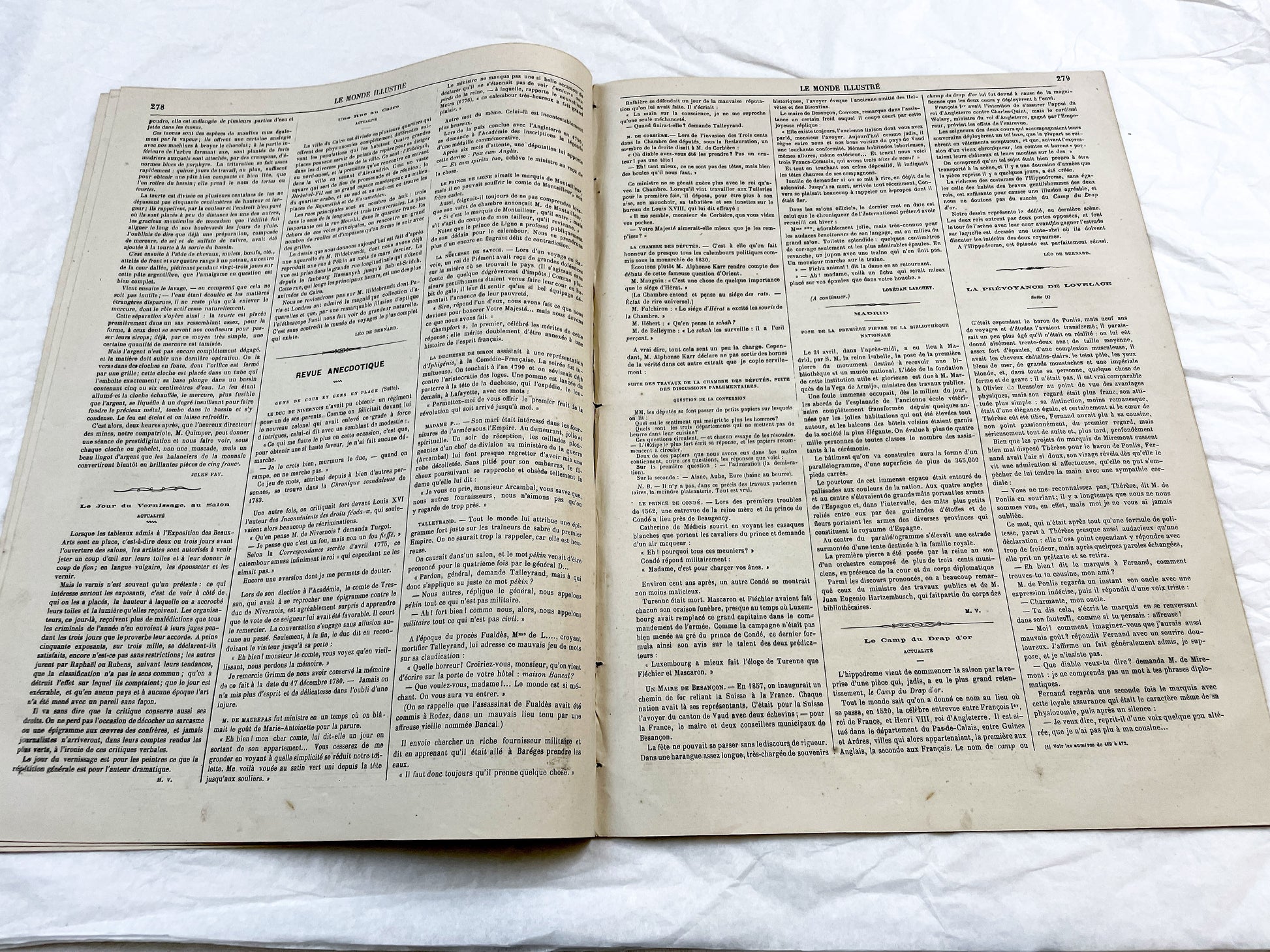 1860s - Stunning newspaper "Le monde illustré" with beautiful engravings - French weekly journal from 1865 - 16 pages