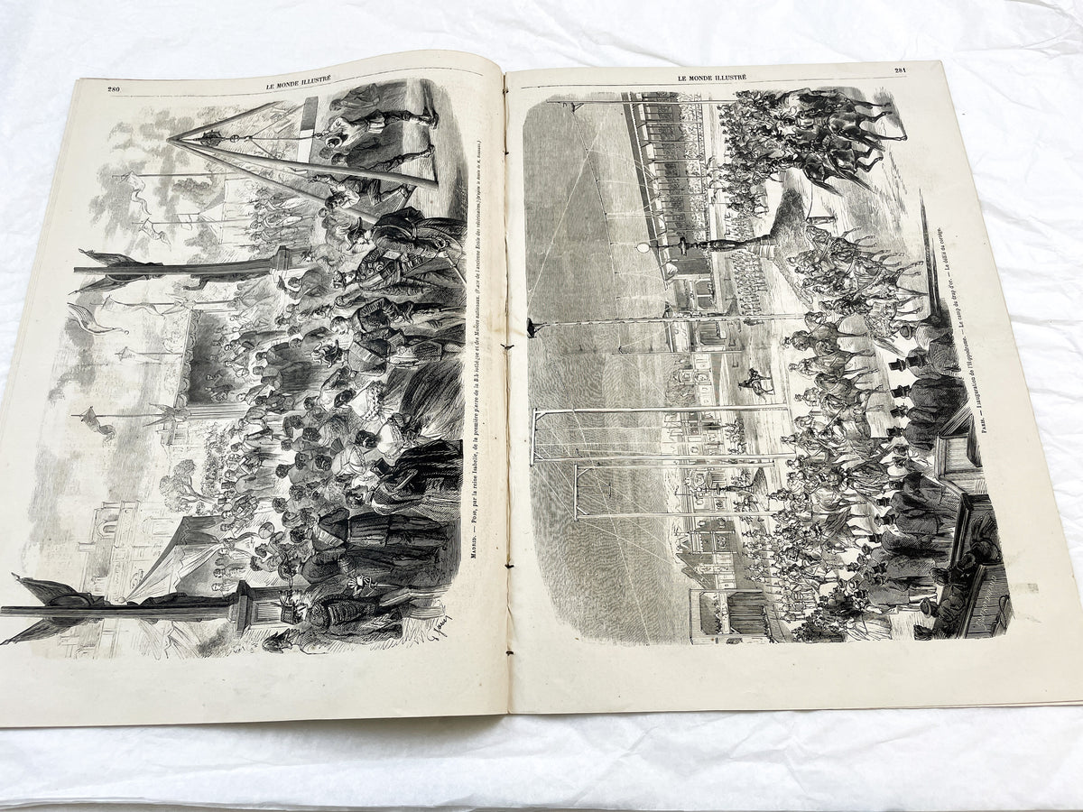 1860s - Stunning newspaper "Le monde illustré" with beautiful engravings - French weekly journal from 1865 - 16 pages