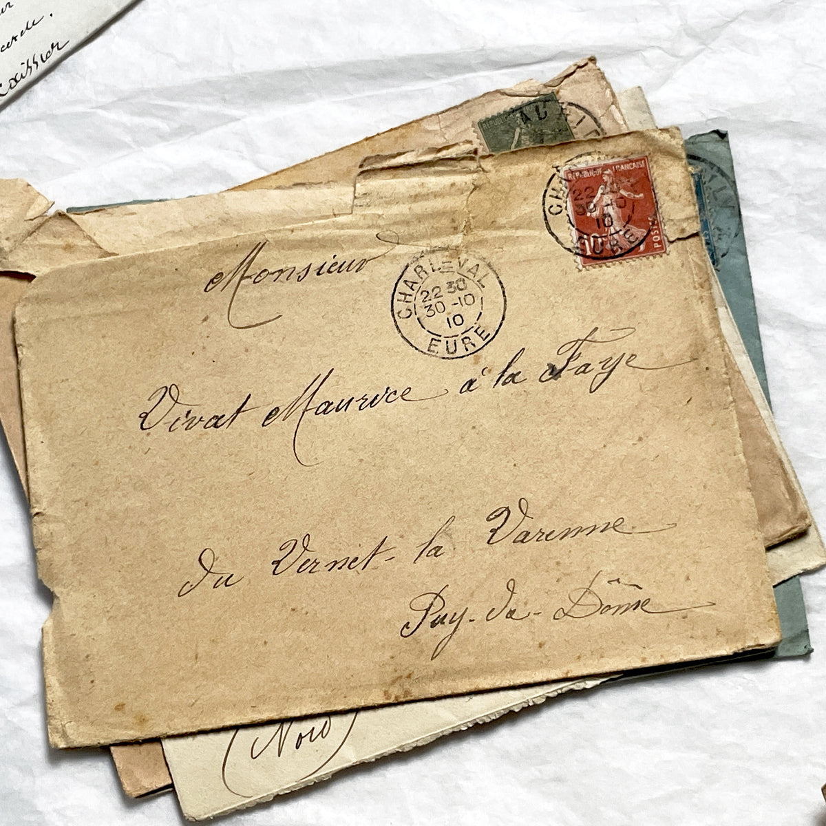 1910s - Lot of 10 Vintage French Envelopes – 1910s/1920s Ephemera for Junk Journals, Collage & Paper Crafts