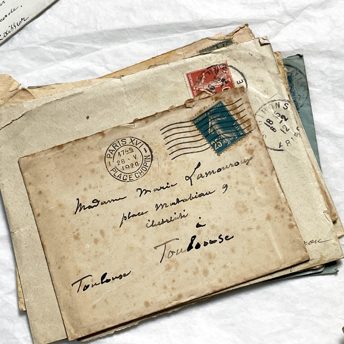 1910s - Lot of 10 Vintage French Envelopes – 1910s/1920s Ephemera for Junk Journals, Collage & Paper Crafts