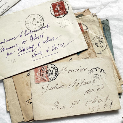 1910s - Lot of 10 Vintage French Envelopes – 1910s/1920s Ephemera for Junk Journals, Collage & Paper Crafts