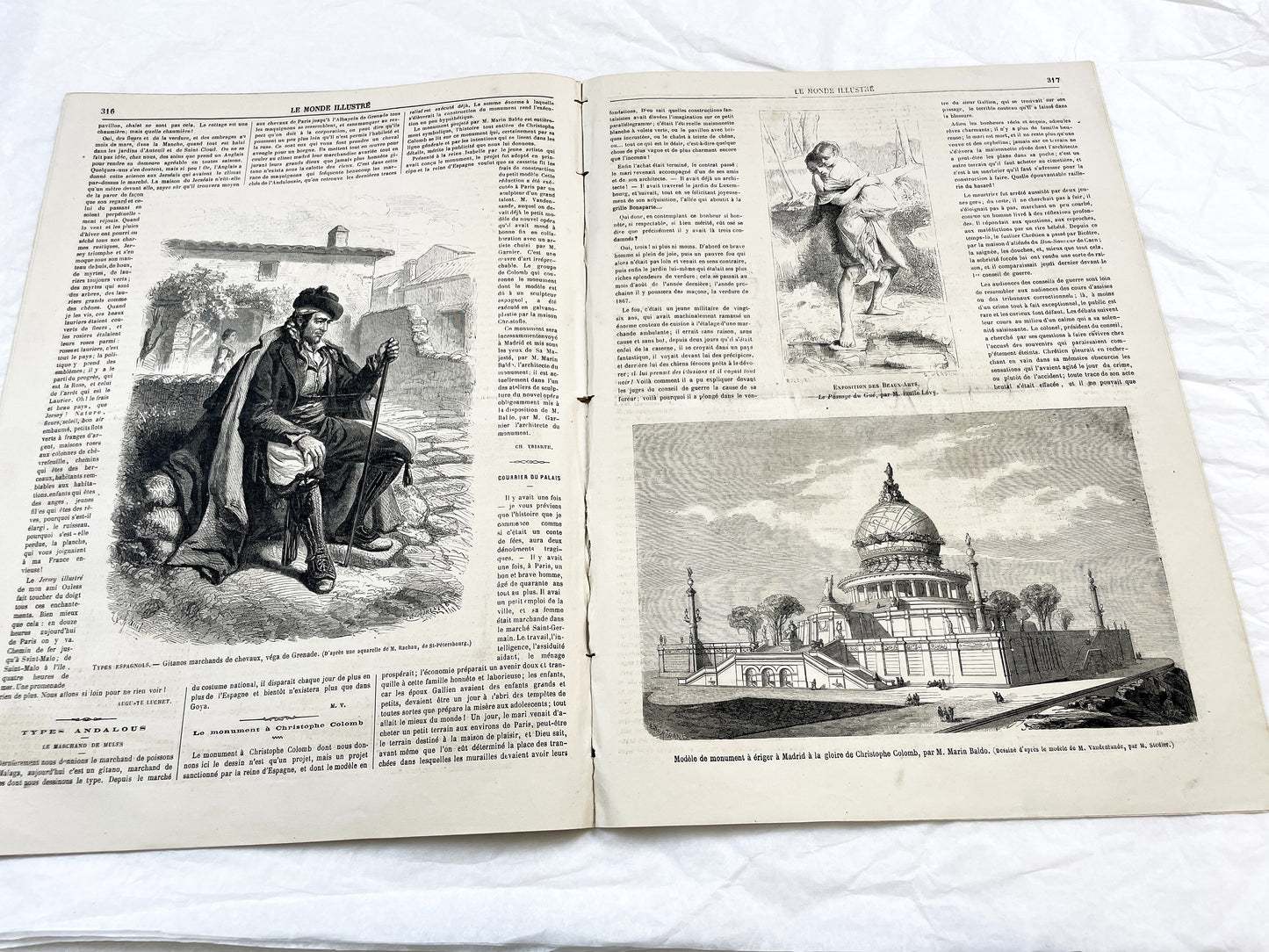 1860s - Stunning newspaper "Le monde illustré" with beautiful engravings - French newspaper from 1865 - 16 pages