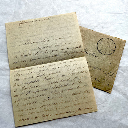 1900s French letters and envelopes set with handwritten correspondence and vintage stamps.