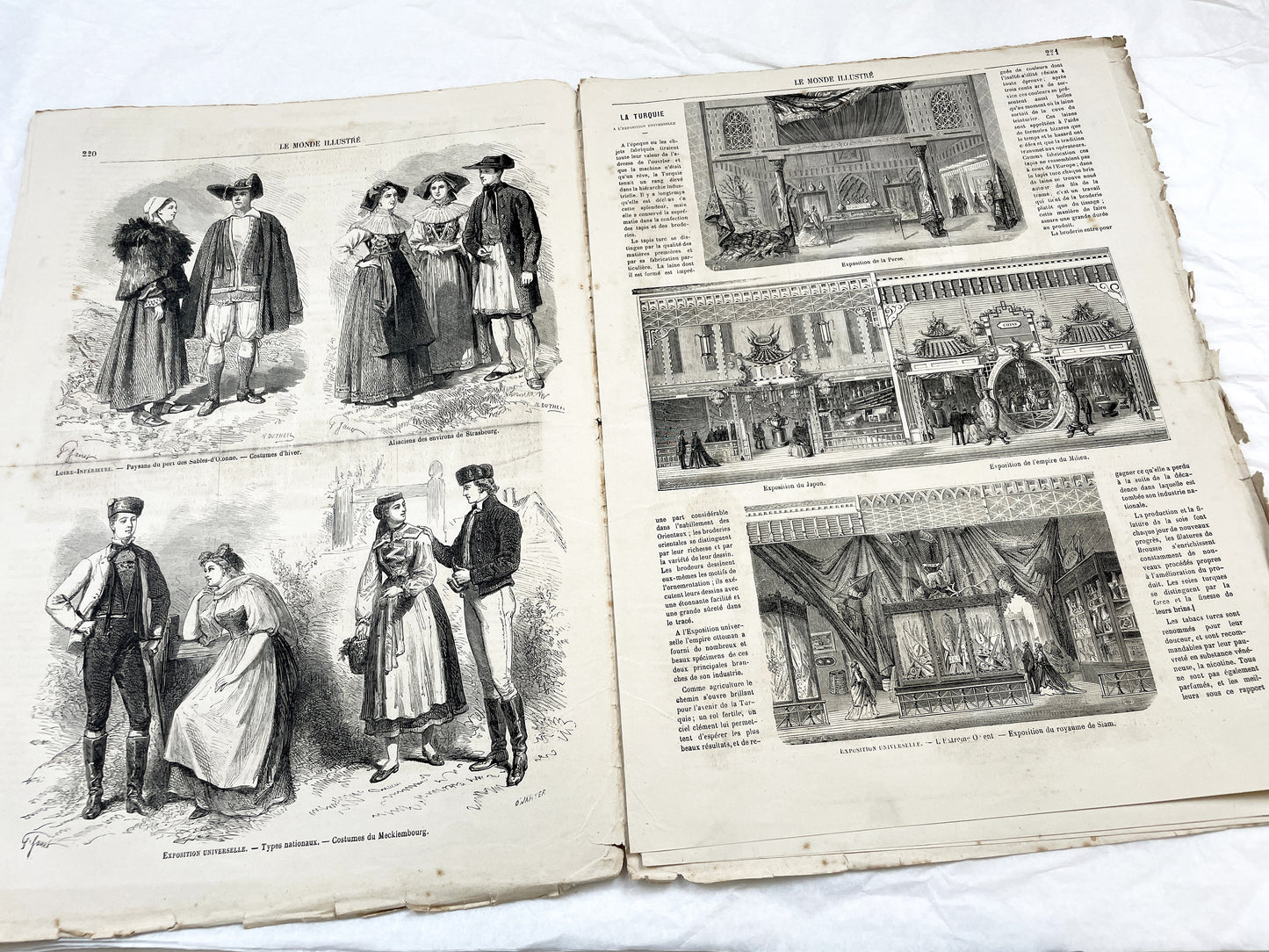 1860s - Stunning newspaper "Le monde illustré" with beautiful engravings - French weekly journal from 1867 - 16 pages