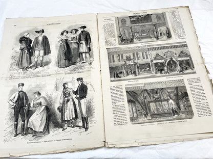 1860s - Stunning newspaper "Le monde illustré" with beautiful engravings - French weekly journal from 1867 - 16 pages