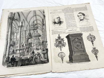1860s - Stunning newspaper "Le monde illustré" with beautiful engravings - French weekly journal from 1867 - 16 pages