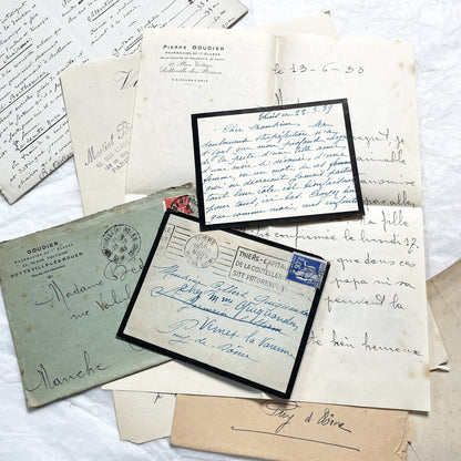 1930s - 10 French Letters with their Envelopes - Bundle of Antique French Letters and Envelopes – Handwritten 1930s Ephemera – Cursive Script, Ink, Mixed Paper Styles