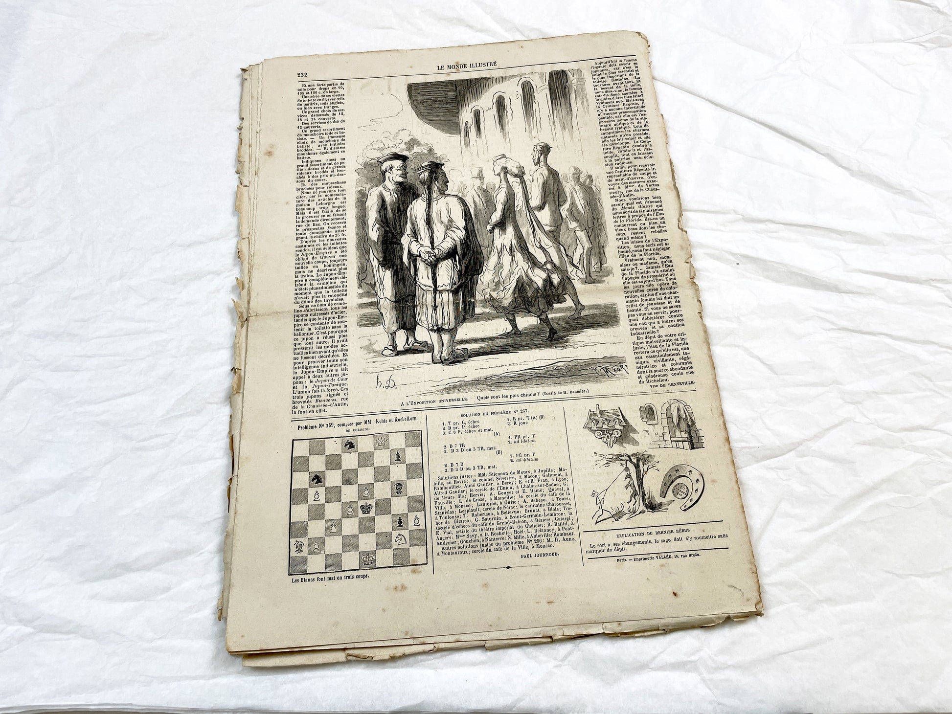 1860s - Stunning newspaper "Le monde illustré" with beautiful engravings - French weekly journal from 1867 - 16 pages