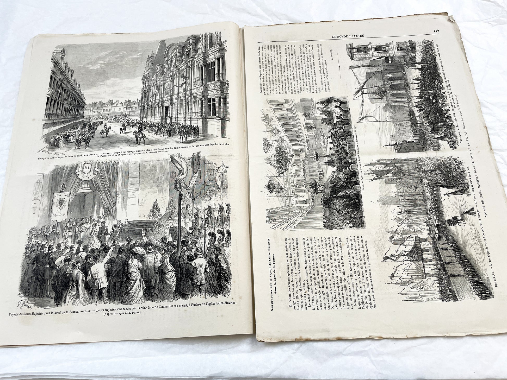 1860s - Stunning newspaper "Le monde illustré" with beautiful engravings - French weekly journal from 1867 - 16 pages