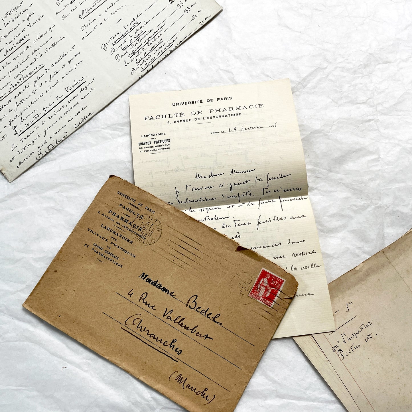 1930s - 10 French Letters with their Envelopes - Bundle of Antique French Letters and Envelopes – Handwritten 1930s Ephemera – Cursive Script, Ink, Mixed Paper Styles