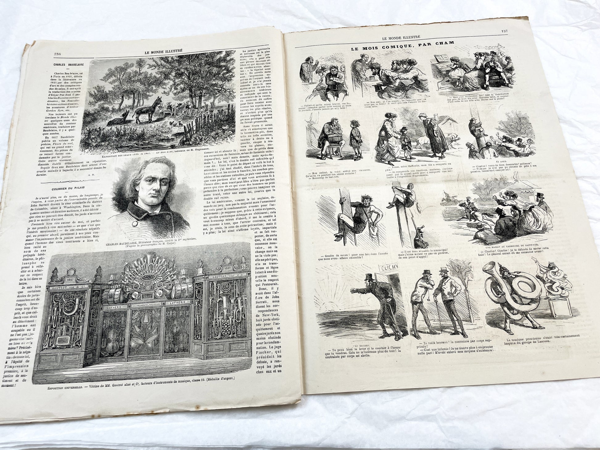 1860s - Stunning newspaper "Le monde illustré" with beautiful engravings - French weekly journal from 1867 - 16 pages