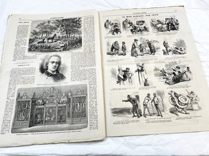 1860s - Stunning newspaper "Le monde illustré" with beautiful engravings - French weekly journal from 1867 - 16 pages