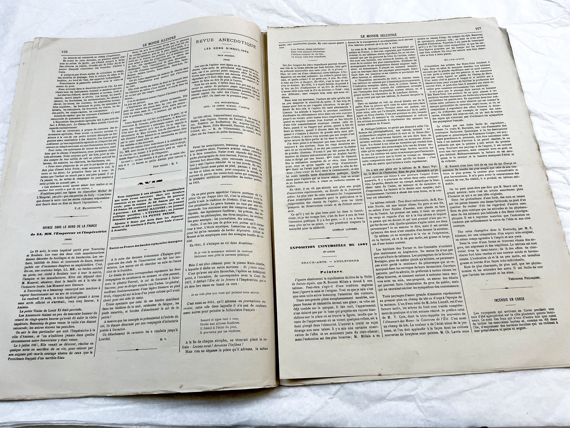 1860s - Stunning newspaper "Le monde illustré" with beautiful engravings - French newspaper from 1867 - 16 pages