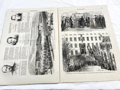 1860s - Stunning newspaper "Le monde illustré" with beautiful engravings - French newspaper from 1867 - 16 pages