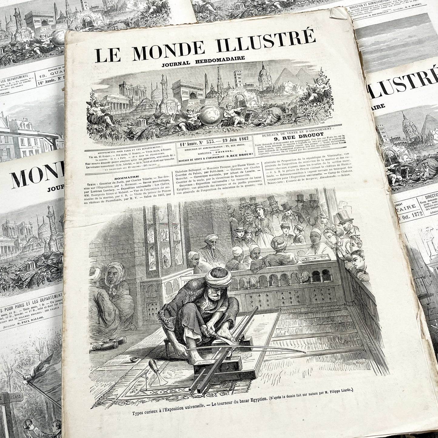 1860s - Stunning newspaper "Le monde illustré" with beautiful engravings - French newspaper from 1867 - 16 pages