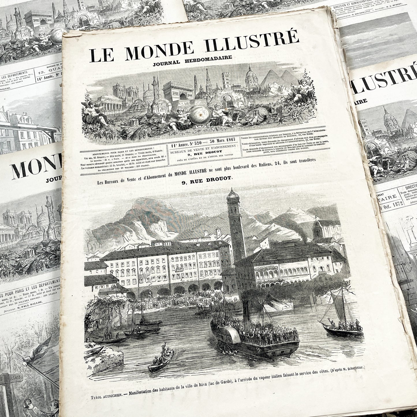 1860s - Stunning newspaper "Le monde illustré" with beautiful engravings - French newspaper from 1867 - 16 pages