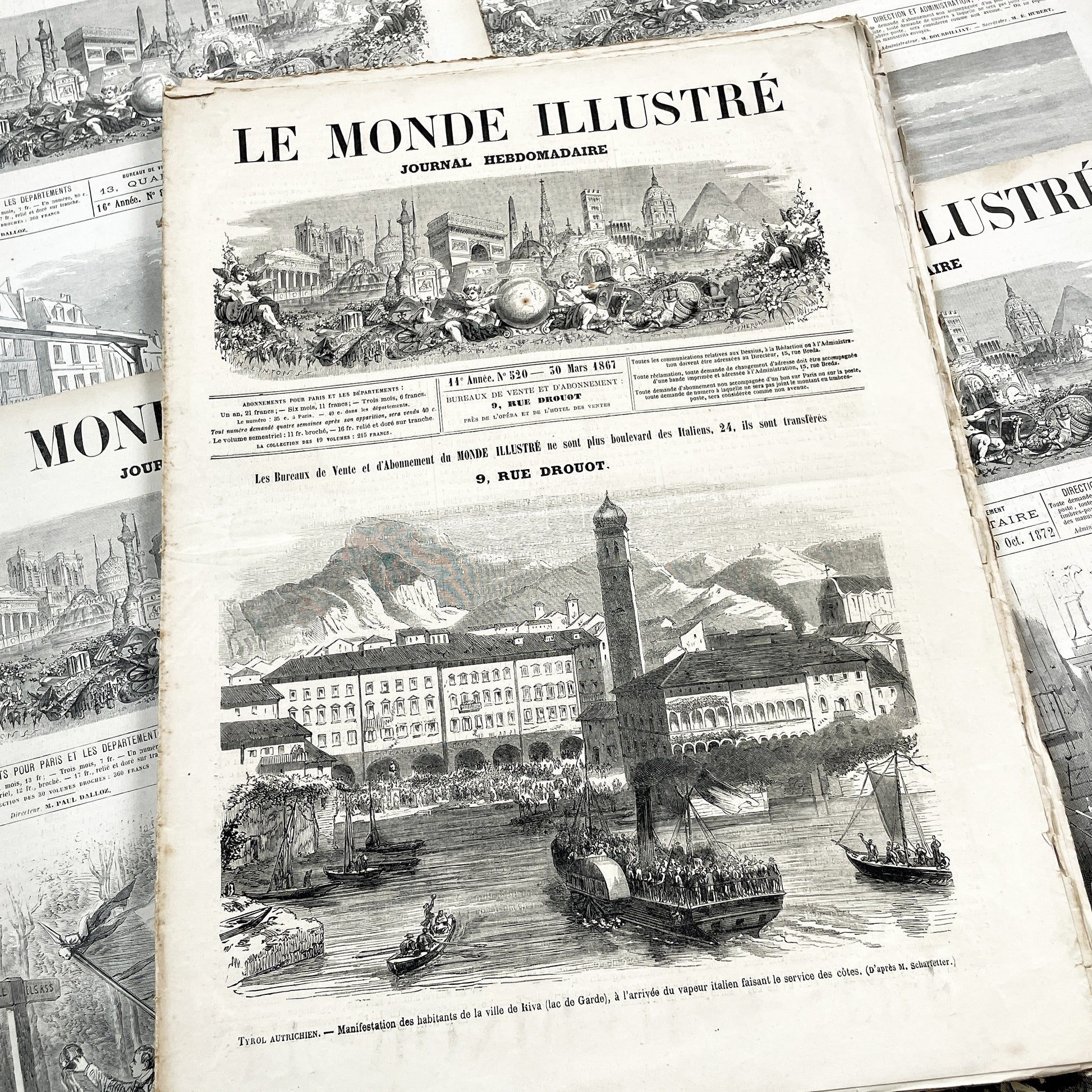 1860s - Stunning newspaper "Le monde illustré" with beautiful engravings - French newspaper from 1867 - 16 pages