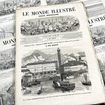 1860s - Stunning newspaper "Le monde illustré" with beautiful engravings - French newspaper from 1867 - 16 pages