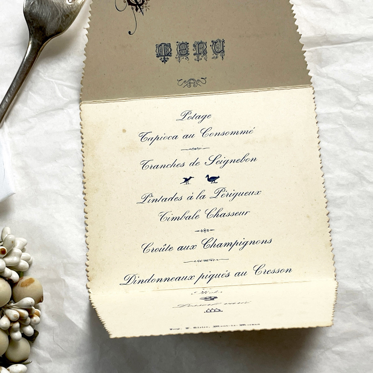 1900s - French Restaurant Menu - Vintage Culinary Document - Fine Dining Experience - Historic Meal Offering - Elegant Dinner Service
