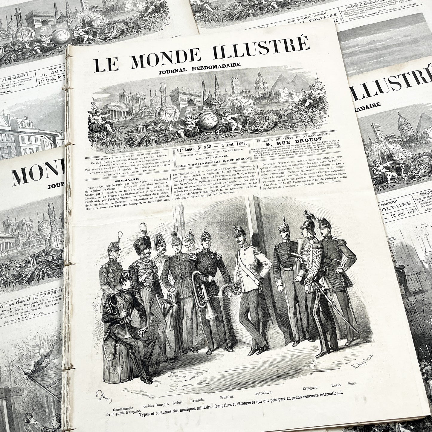 1860s - Stunning newspaper "Le monde illustré" with beautiful engravings - French newspaper from 1867 - 16 pages