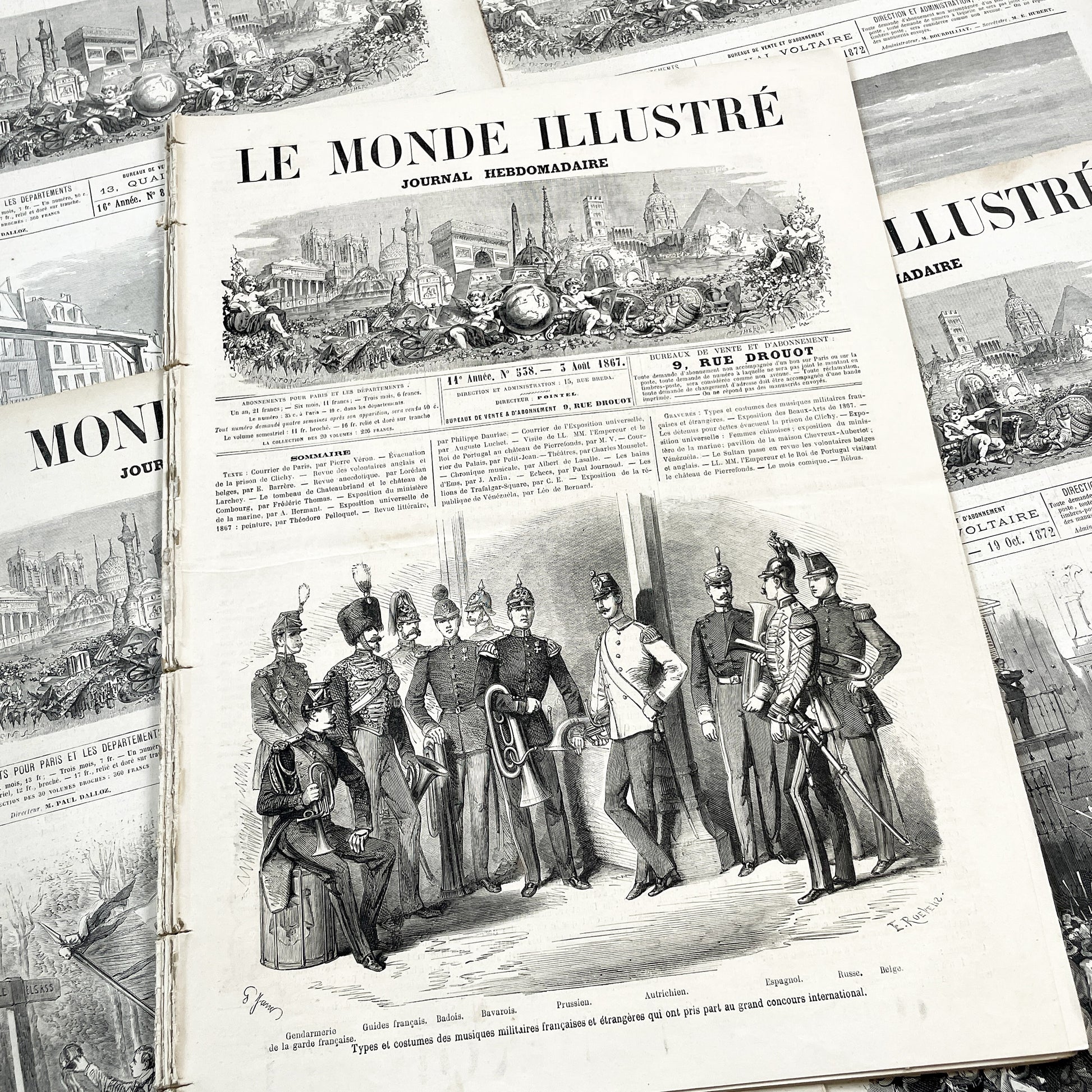 1860s - Stunning newspaper "Le monde illustré" with beautiful engravings - French newspaper from 1867 - 16 pages