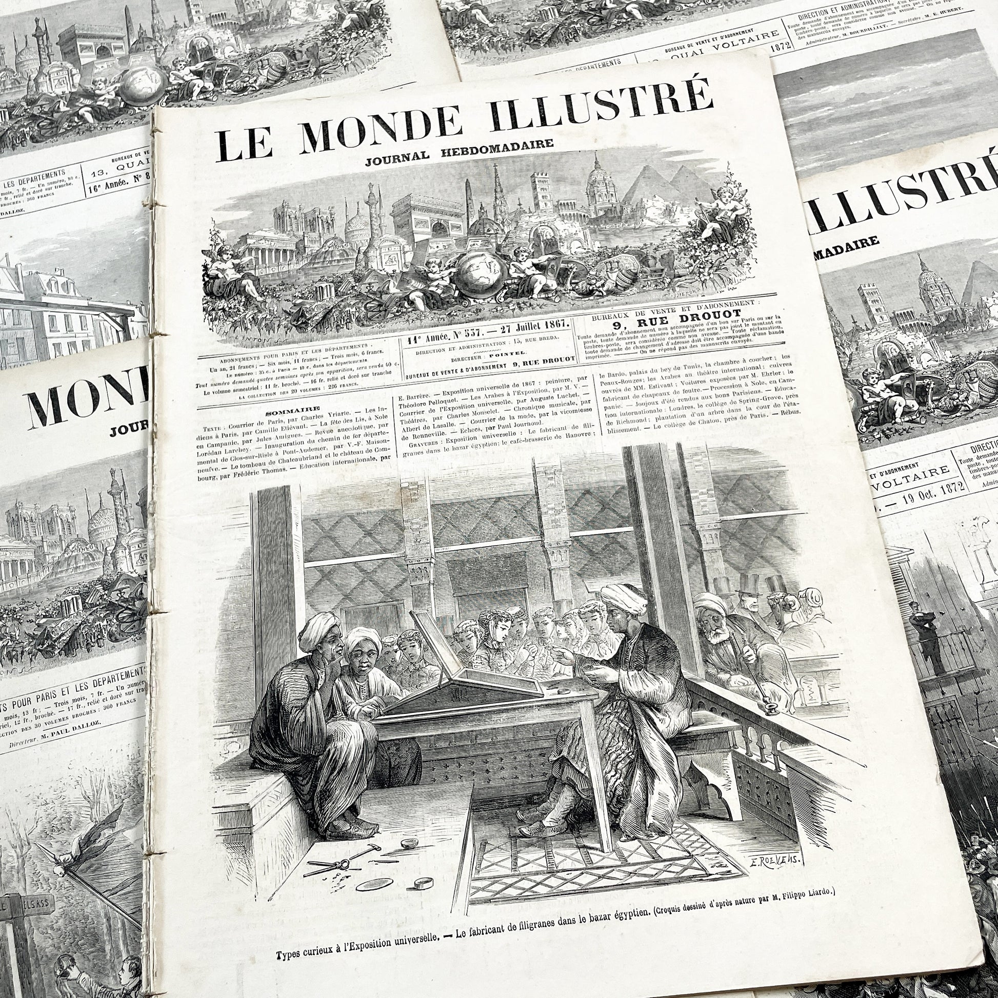 1860s - Stunning newspaper "Le monde illustré" with beautiful engravings - French newspaper from 1867 - 16 pages