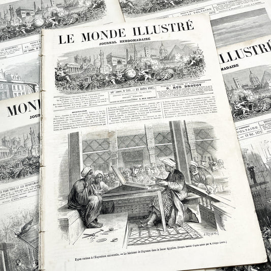 1860s - Stunning newspaper "Le monde illustré" with beautiful engravings - French newspaper from 1867 - 16 pages