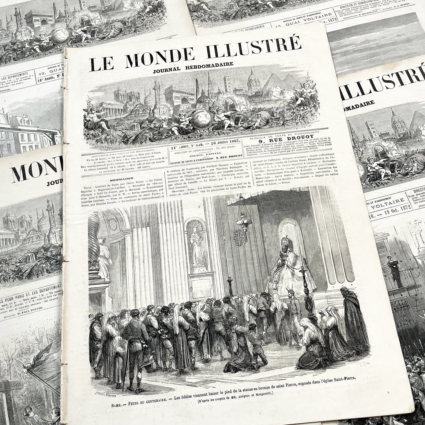 1860s - Stunning newspaper "Le monde illustré" with beautiful engravings - French newspaper from 1867 - 16 pages