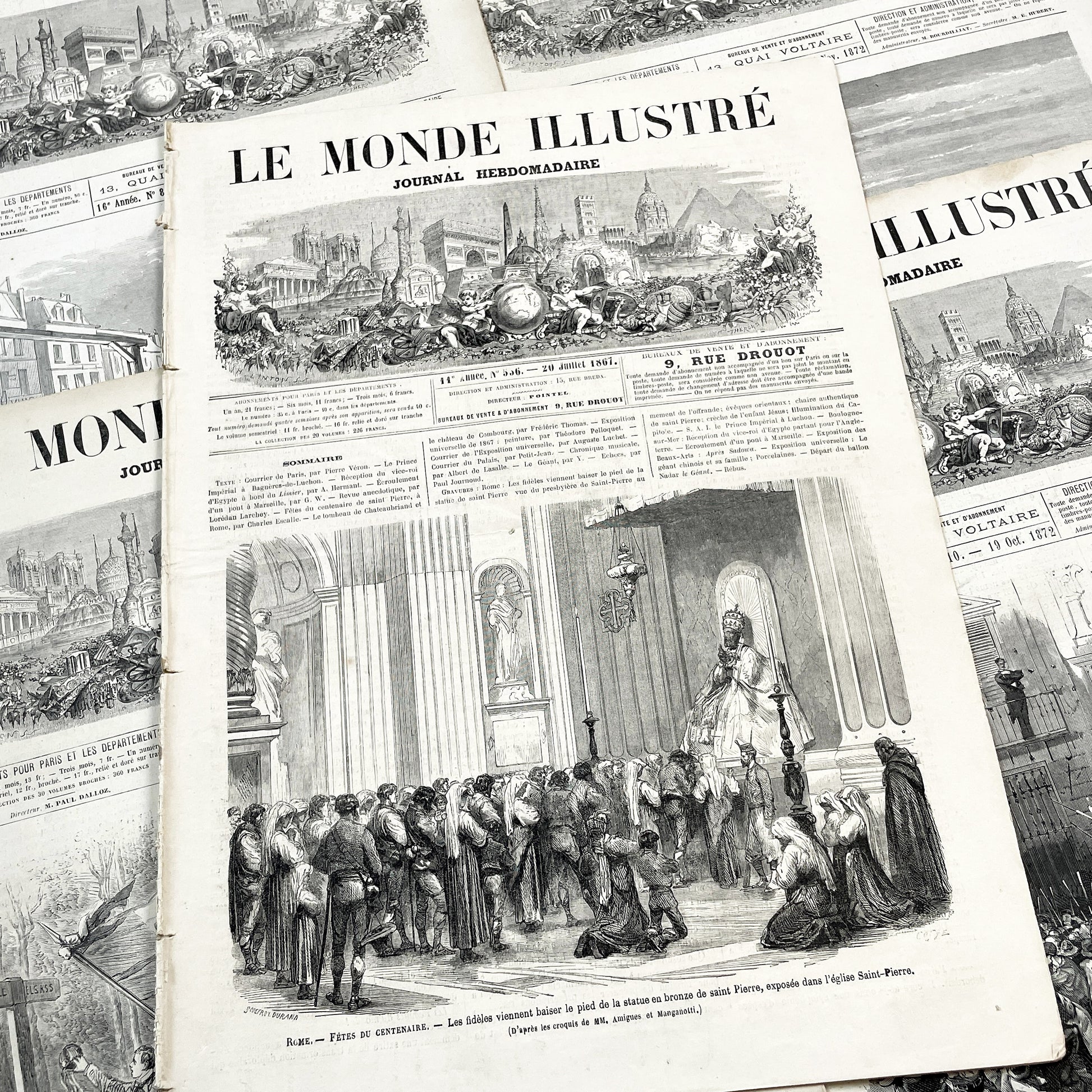 1860s - Stunning newspaper "Le monde illustré" with beautiful engravings - French newspaper from 1867 - 16 pages
