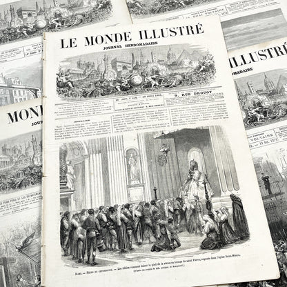 1860s - Stunning newspaper "Le monde illustré" with beautiful engravings - French newspaper from 1867 - 16 pages