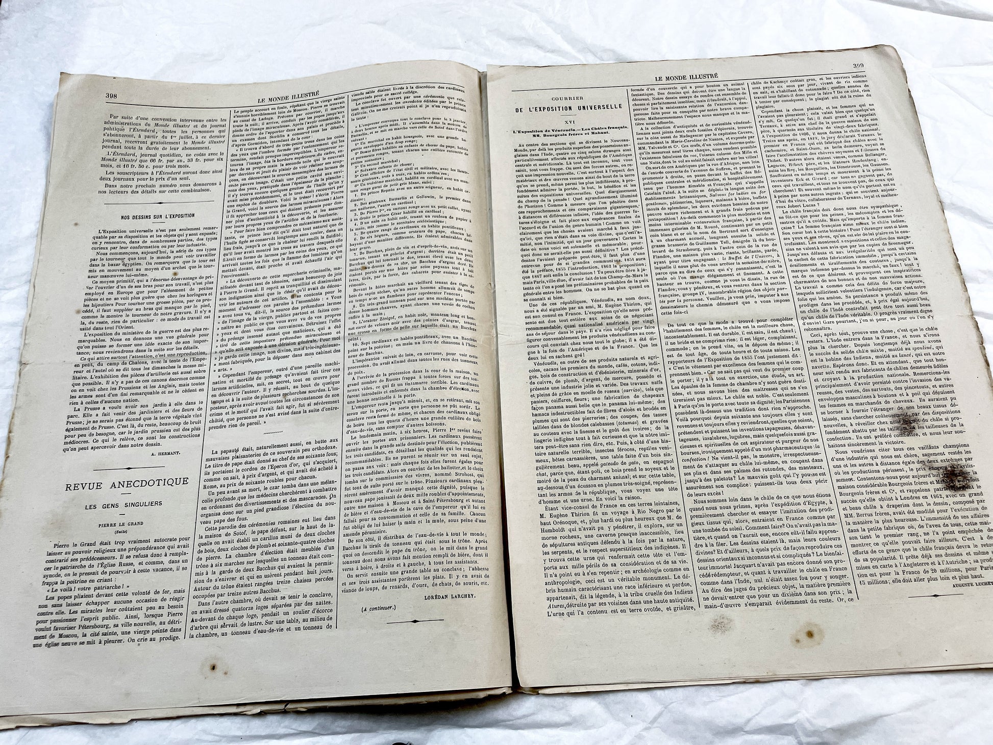 1860s - Stunning newspaper "Le monde illustré" with beautiful engravings - French newspaper from 1867 - 16 pages