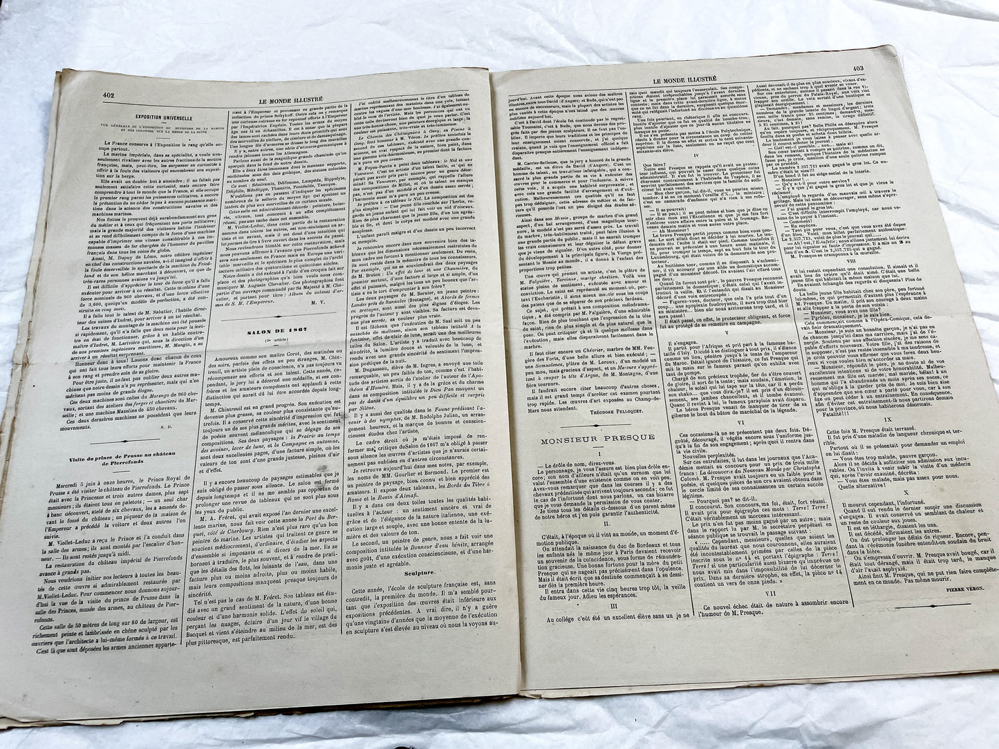 1860s - Stunning newspaper "Le monde illustré" with beautiful engravings - French newspaper from 1867 - 16 pages