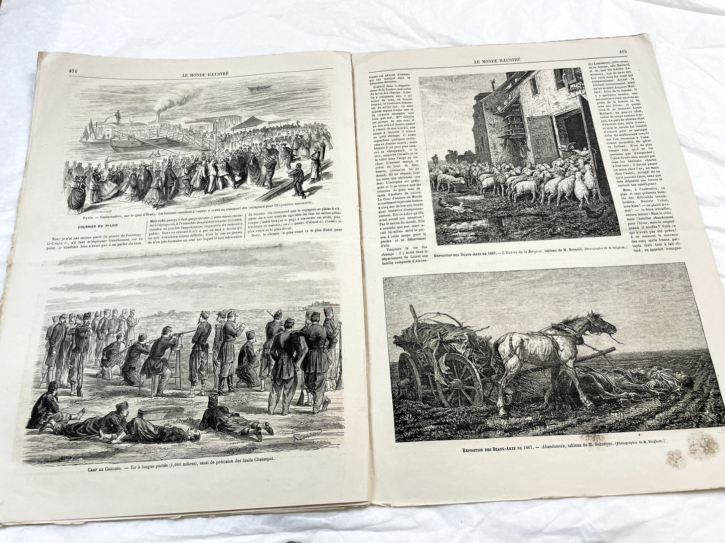 1860s - Stunning newspaper "Le monde illustré" with beautiful engravings - French newspaper from 1867 - 16 pages