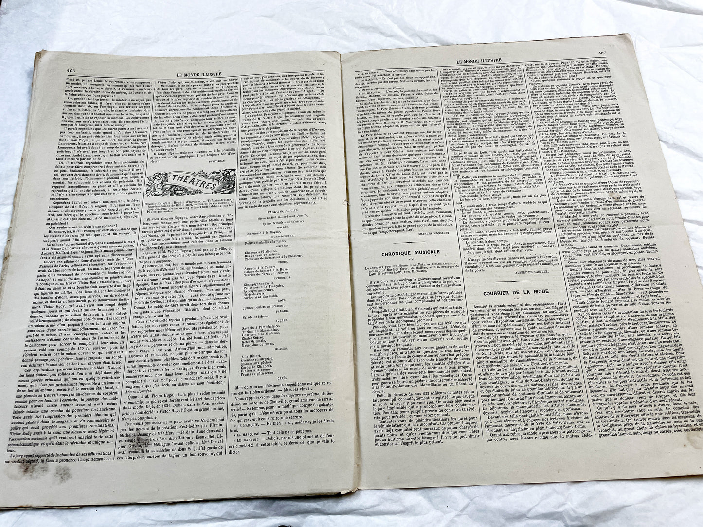 1860s - Stunning newspaper "Le monde illustré" with beautiful engravings - French newspaper from 1867 - 16 pages