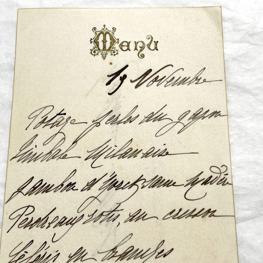 1900s - Elegant Hand-Written French Menu Card from the Early 20th Century - A Glimpse into Historic European Fine Dining - Gastronomy
