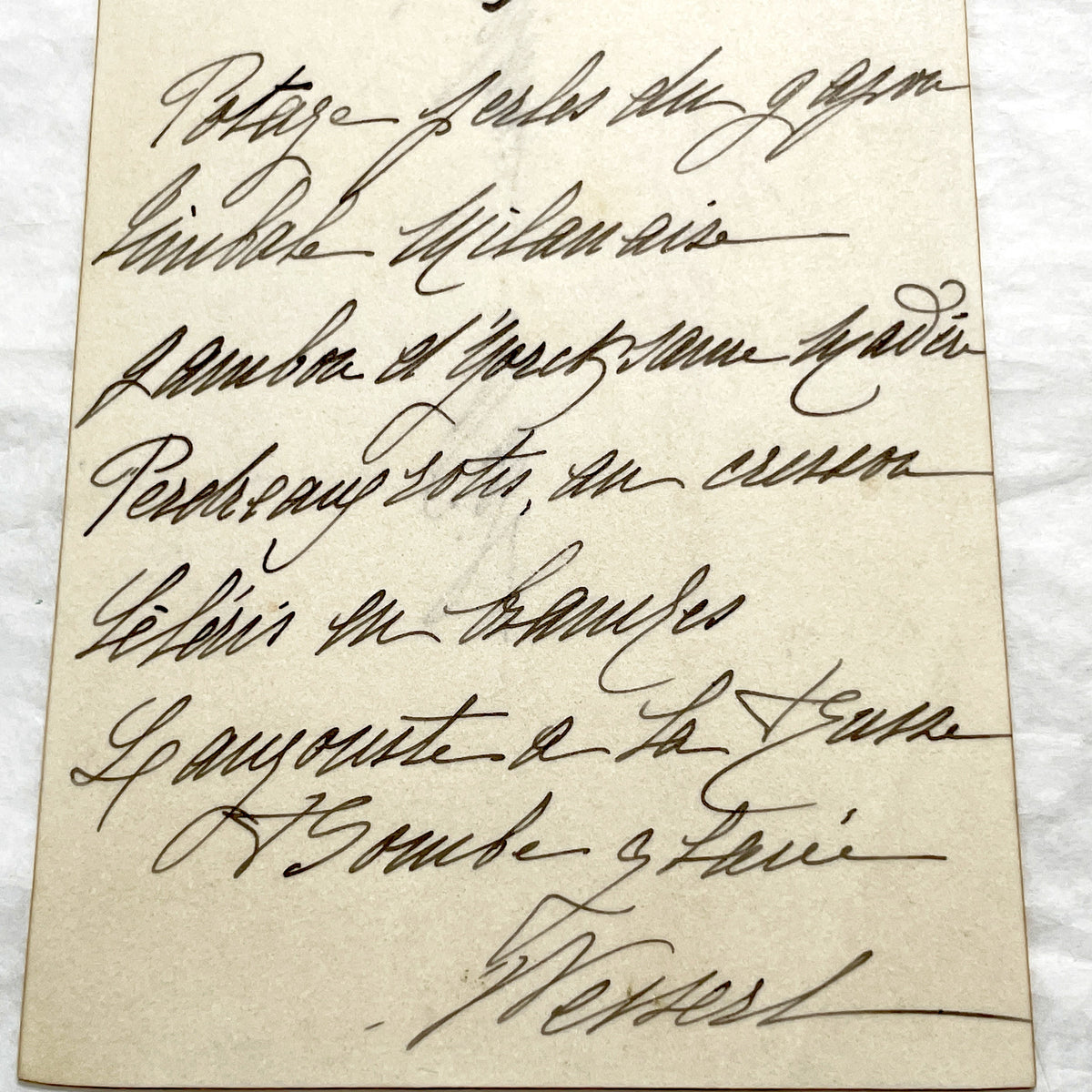 1900s - Elegant Hand-Written French Menu Card from the Early 20th Century - A Glimpse into Historic European Fine Dining - Gastronomy