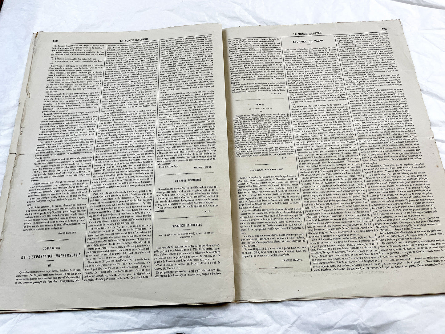 1860s - Stunning newspaper "Le monde illustré" with beautiful engravings - French newspaper from 1867 - 16 pages