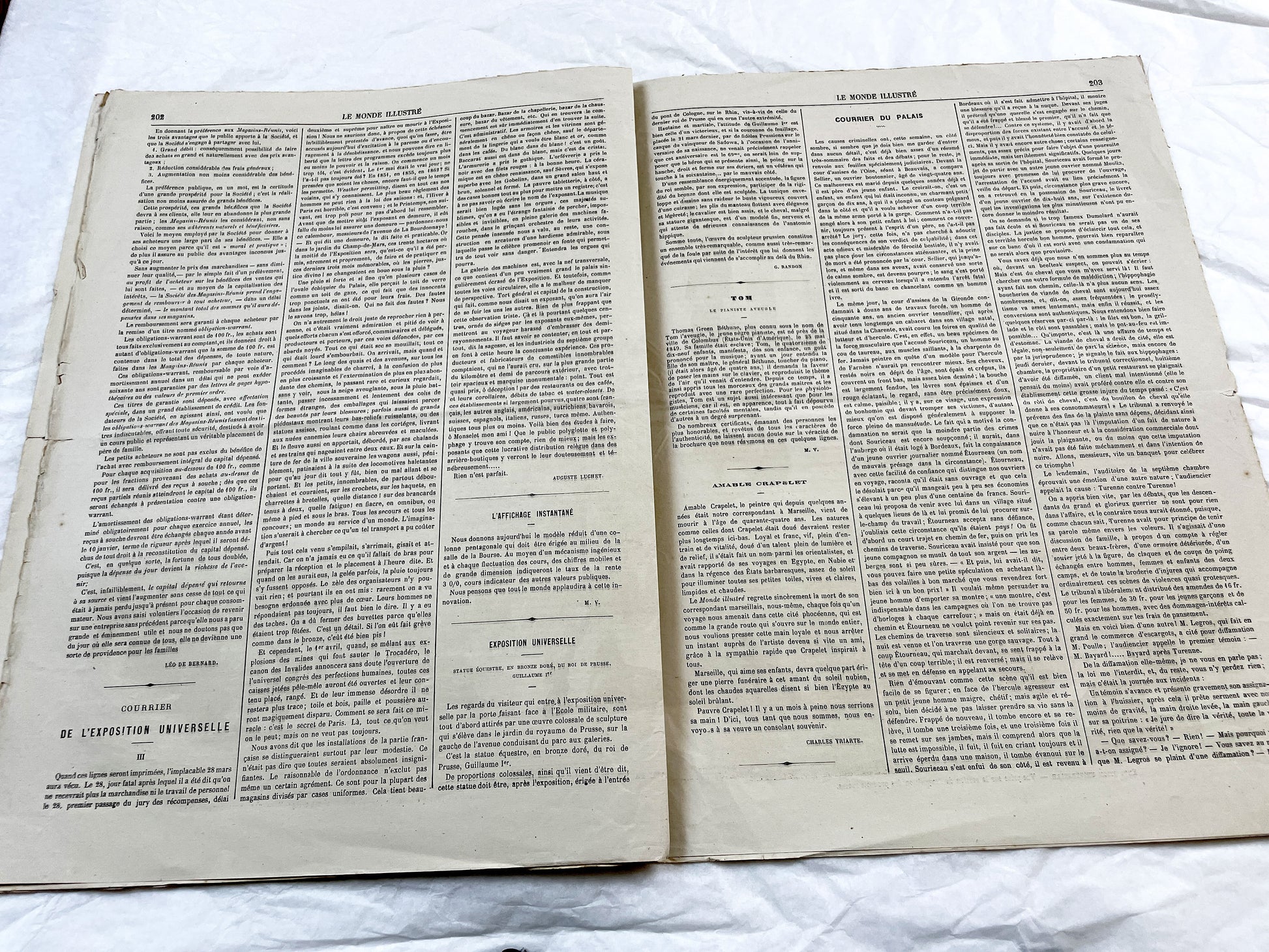1860s - Stunning newspaper "Le monde illustré" with beautiful engravings - French newspaper from 1867 - 16 pages