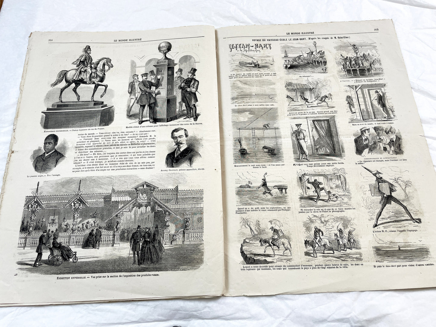 1860s - Stunning newspaper "Le monde illustré" with beautiful engravings - French newspaper from 1867 - 16 pages