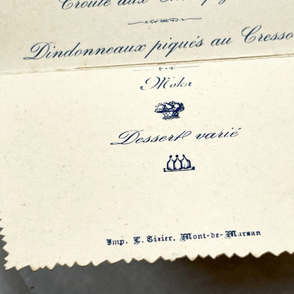 1900s - French Restaurant Menu - Vintage Culinary Document - Fine Dining Experience - Historic Meal Offering - Elegant Dinner Service