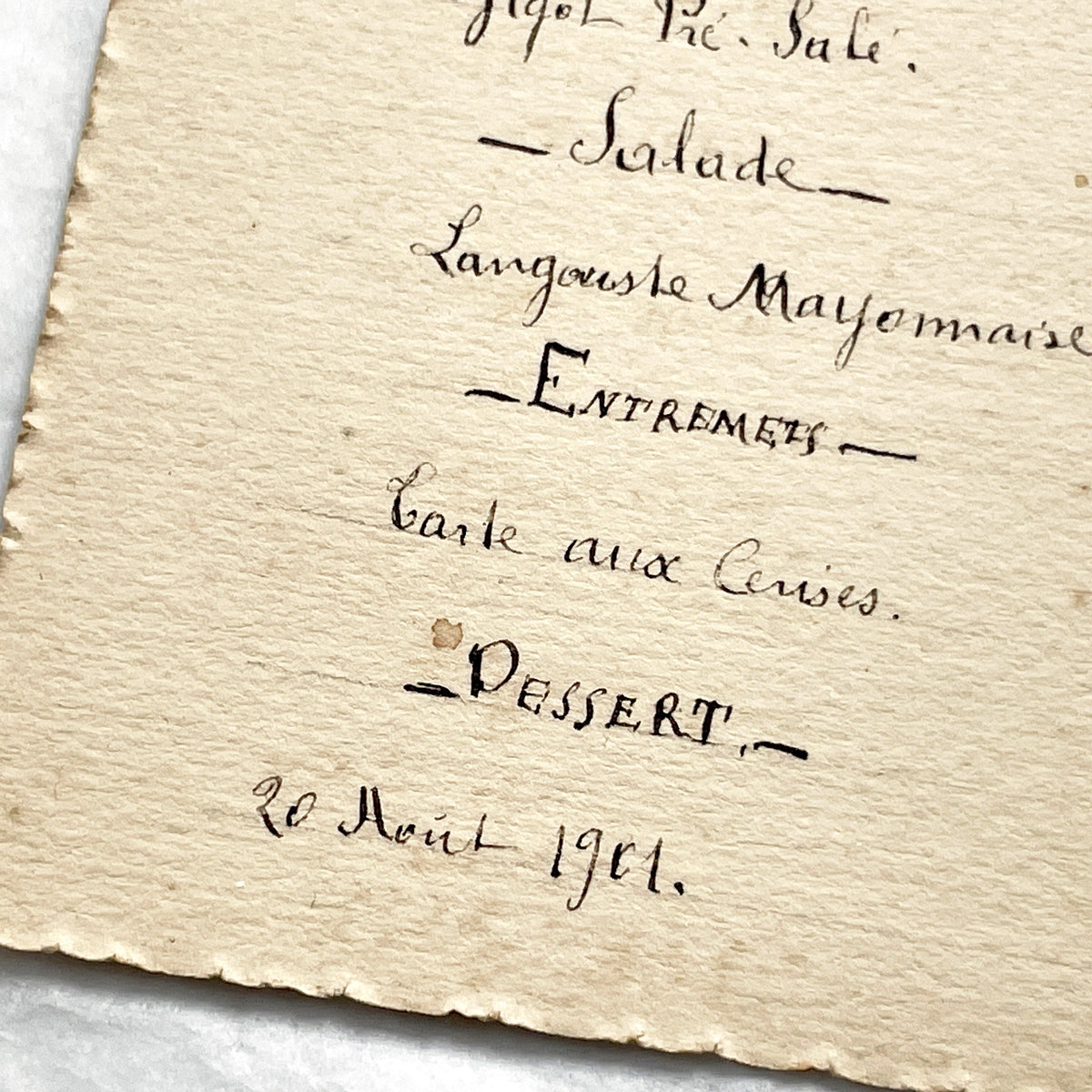 1900s - Handwritten French Menu Card - Wedding Anniversary - Vintage Culinary History - Elegant Dinner - Fine Dining Experience