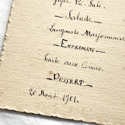 1900s - Handwritten French Menu Card - Wedding Anniversary - Vintage Culinary History - Elegant Dinner - Fine Dining Experience