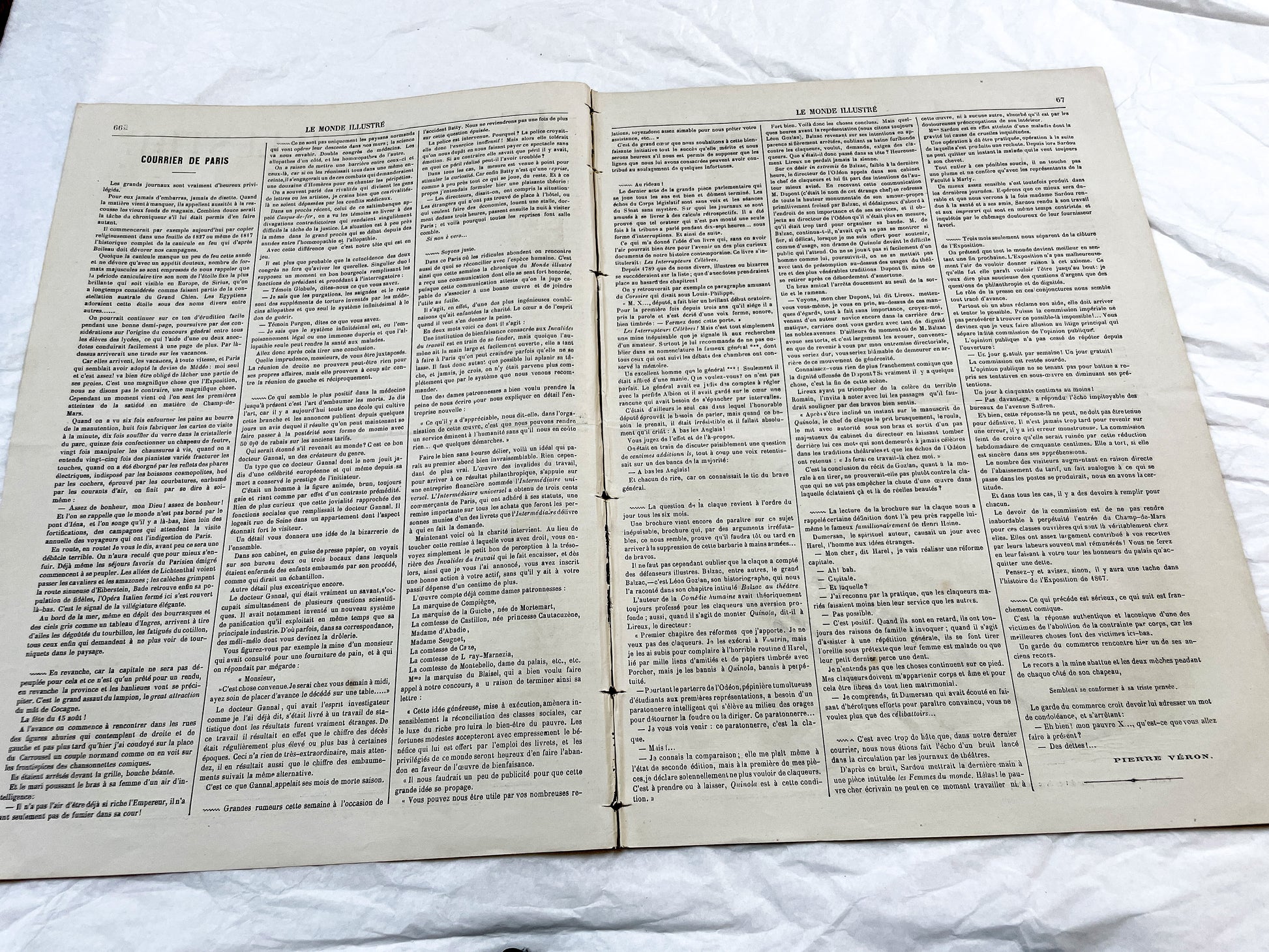 1860s - Stunning newspaper "Le monde illustré" with beautiful engravings - French newspaper from 1867 - 16 pages