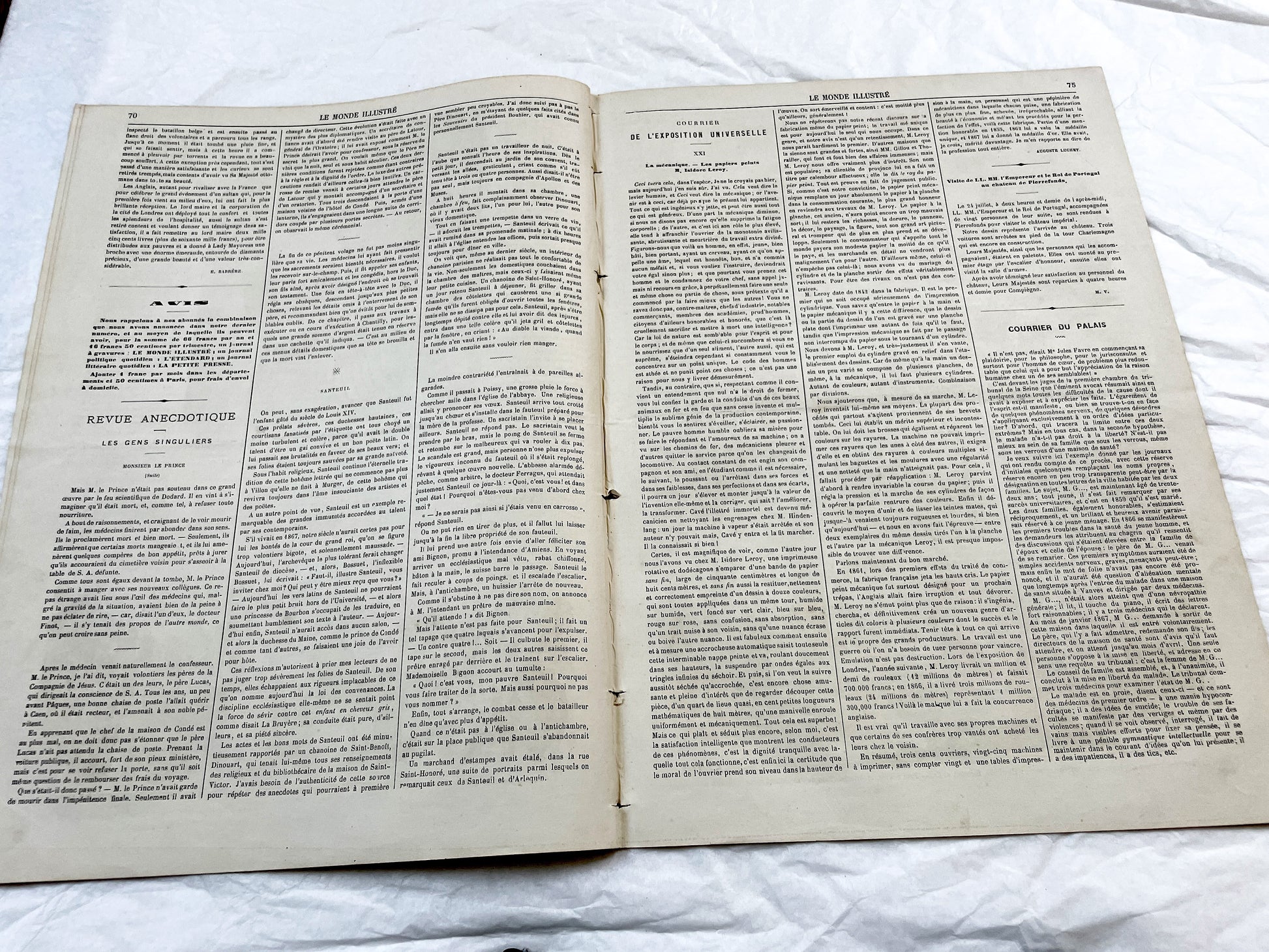 1860s - Stunning newspaper "Le monde illustré" with beautiful engravings - French newspaper from 1867 - 16 pages