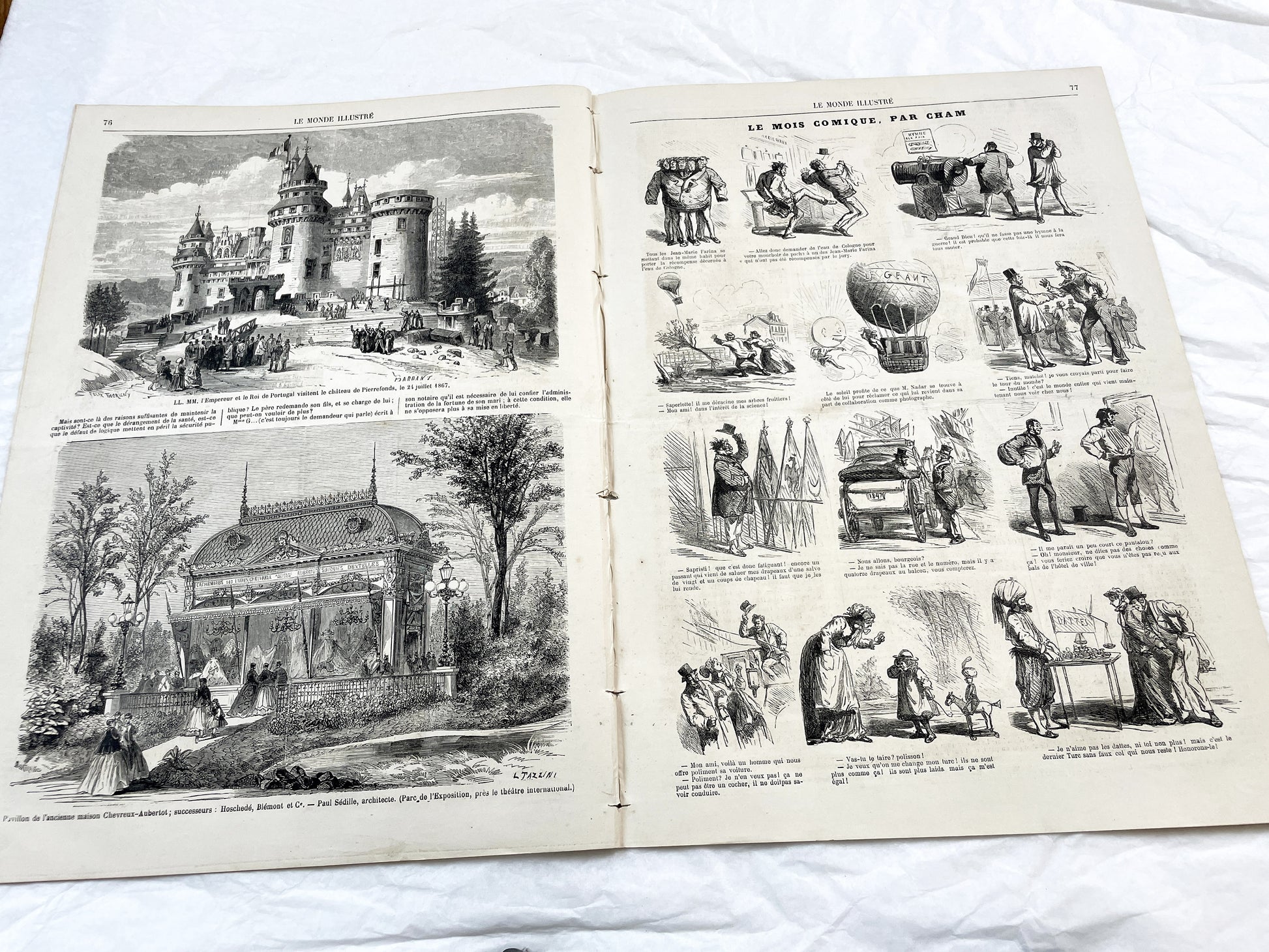 1860s - Stunning newspaper "Le monde illustré" with beautiful engravings - French newspaper from 1867 - 16 pages